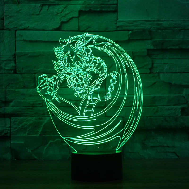 [Seven Neon] дракон Огненный Дракон акриловая 7 цветов Настольная лампа 3D лампа детский подарок Новинка Светодиодный Ночник светильник Сокол миллениума светильник