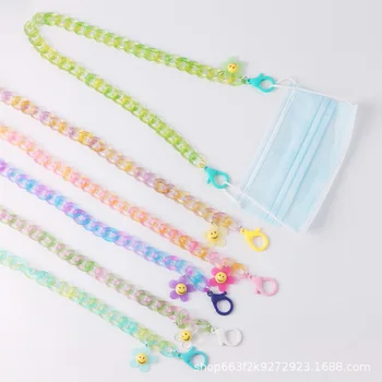 

Anti-lost Face Cover Mask Chain Smily Flower Acrylic Lanyard Glasses Lanyard Necklace for Women Long Chain Necklace Strap Holder