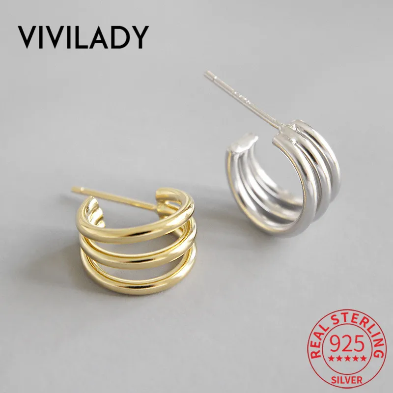 VIVILADY, многослойные, Круглые, 925 пробы, серебряные, женские серьги-гвоздики, шикарные, пирсинг, нежные, предотвращают аллергию, панк, Женские Ювелирные изделия