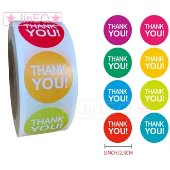 

500labels Colorful Thank You Stickers Round Cute Sealing Stickers For Christmas Envelope Card Gift Package Stationery Sticker
