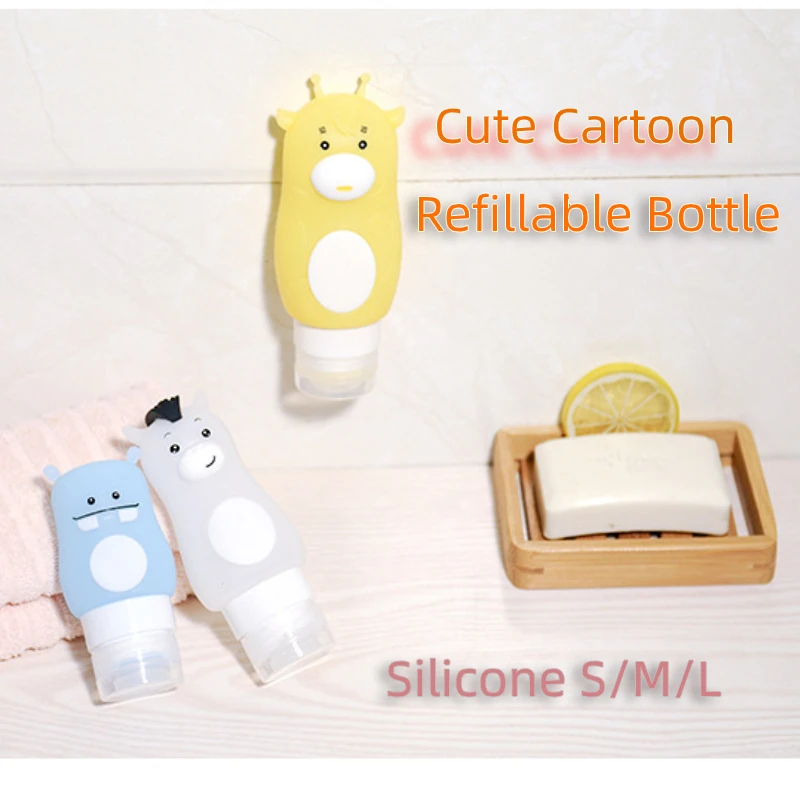 

1pcs Cute Silicone Refillable Bottle Empty Bottle Portable Travel Packing PressFor Lotion Shampoo Cosmetic Squeeze Containers