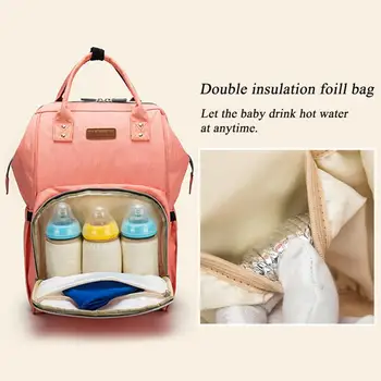 

Solid Large Capacity Baby Diaper Backpack Travel Nappy Bag Diaper Bag Multi-Function Nursing Bag with Insulated Bottle Pocket