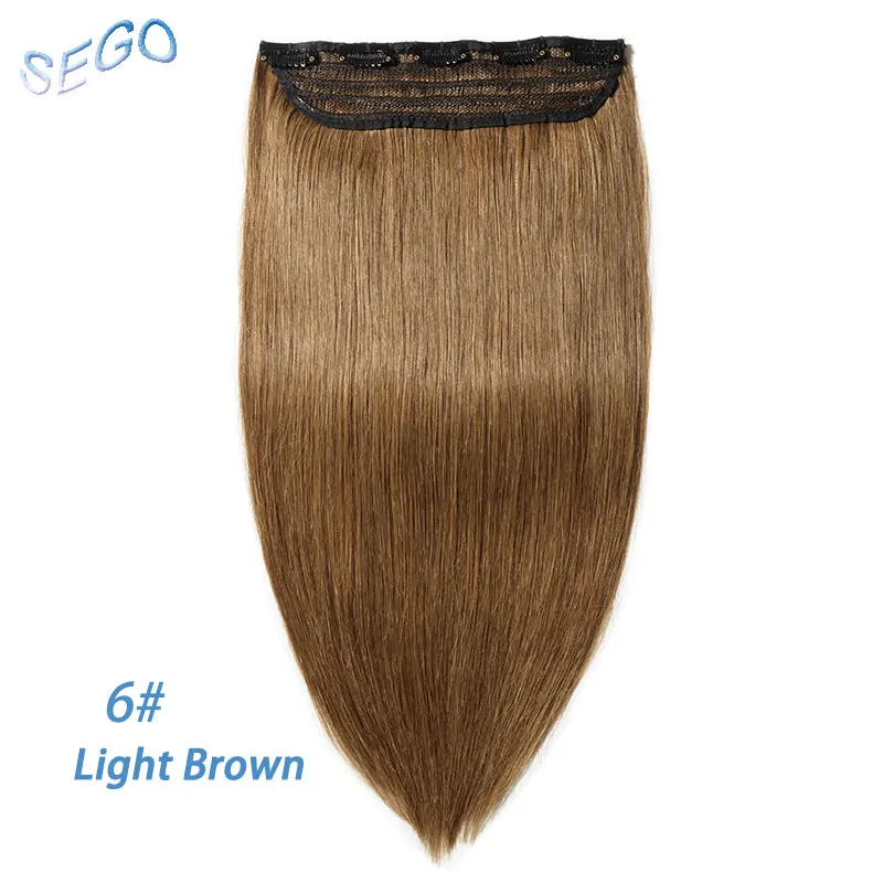#6 SEGO 1"-22" 80 г-100 г, Одна Деталь настоящие человеческие волосы для наращивания 1 p/w 5 клипс, Non-Волосы remy шт Прямые бразильские волосы - Цвет: #6