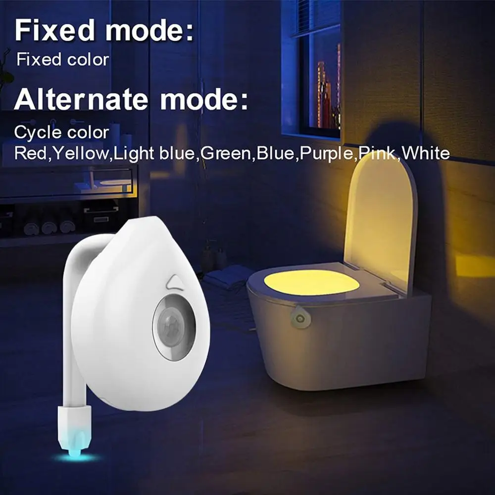 Veilleuse de siège de toilette à capteur de mouvement PIR intelligent,  rétroéclairage étanche pour cuvette de toilette, lampe LED Shoaria, lumière  WC, 8 couleurs - AliExpress