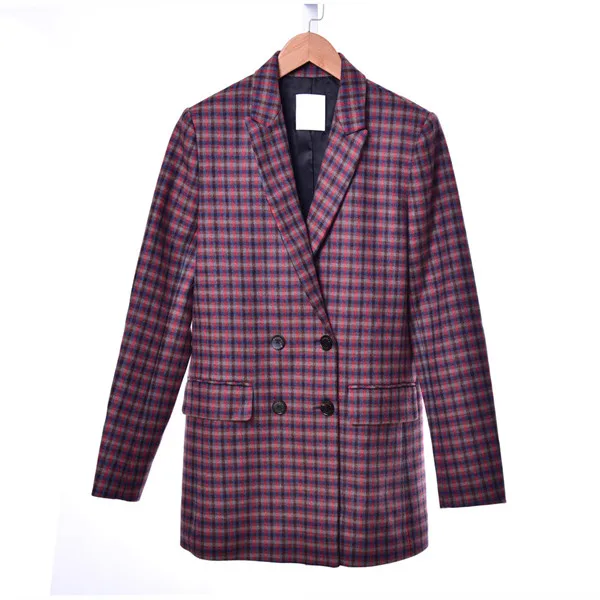 as show picture New Women Blazer Plaid Suit Coat Office Ladies Work Top Autumn Winter Women's Jackets and Coats Clothing - Цвет: as show picture