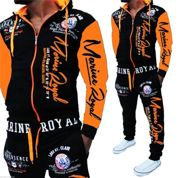 

ZOGAA Men's Fashion Two Piece Set Men Casual Sportswear 2019 New Style Hoodies Sweatshirt&Pants Sets Letter Printed Tracksuits