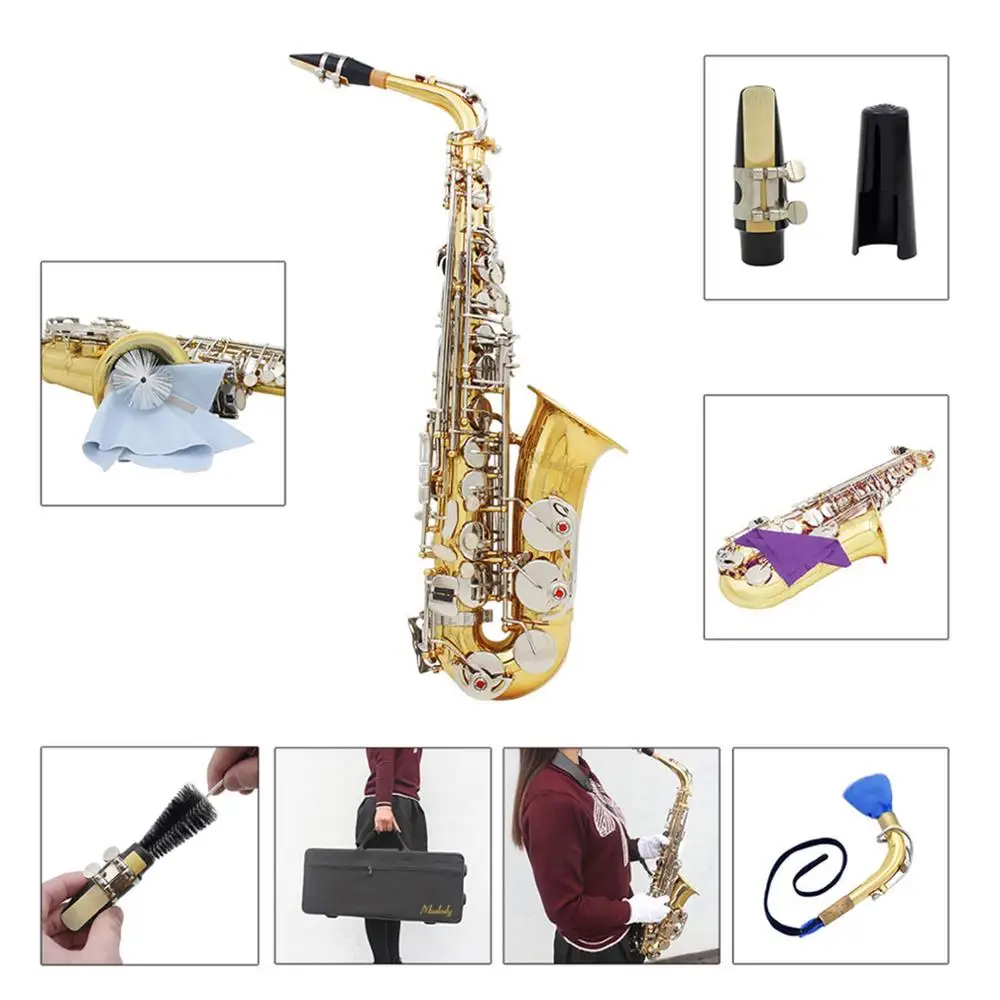 Альт саксофон Sax Глянцевая Латунь гравировка Eb E Flat натуральный белый корпус