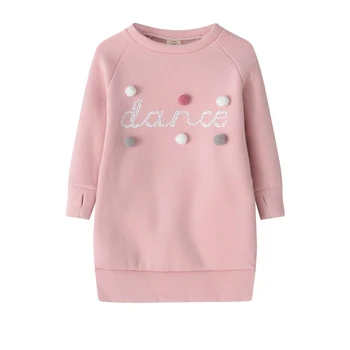 

3-8Y Child Baby Girls Warm Dress Autumn/Winter Plush Ball Long Sleeve Mini Stright Dresses Girls Party Princess Dress Clothes