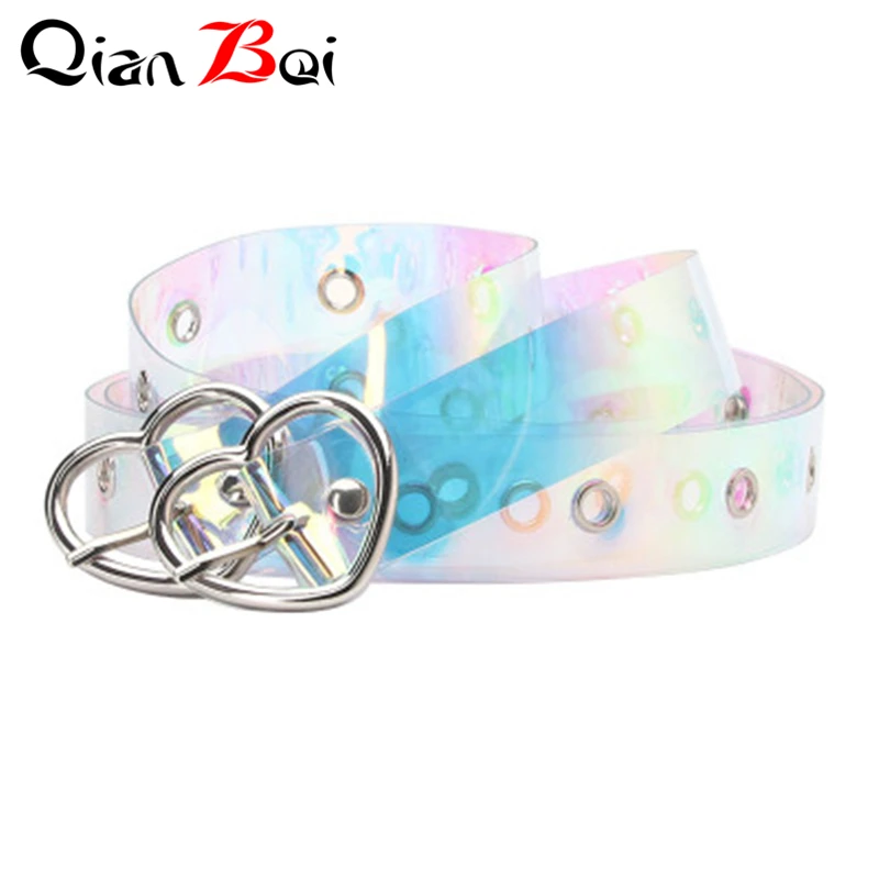QianBei,, 10 шт./партия, женский пояс, лазерная металлическая пряжка, повседневное украшение, булавка, прозрачный, модный, для девушек