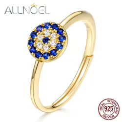 ALLNOEL кольцо из стерлингового серебра 925 для женщин сапфир синий корунд 5A белый циркон сглаза модные ювелирные изделия люксовый бренд кольца