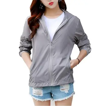 

Hot 2020 Women's Hooded Jackets Summer Causal Fashion Women Basic Jackets Coats windbreaker Zipper Lightweight Jackets