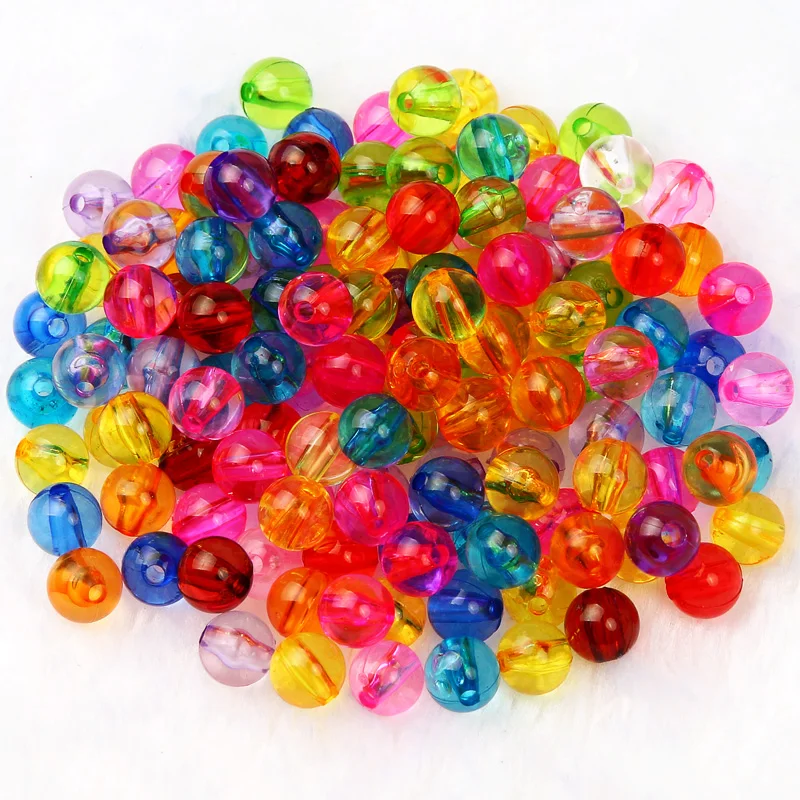 Mixed Color Acrylic Round Beads - 8mm, 50-Piece Set For Necklace, Bracelet, And Crafting