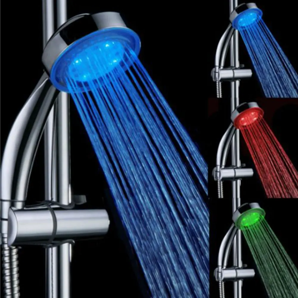 

Stainless Steel Bath Sprinkler RGB Riginality Shower Nozzle Bathe Adjustable Beautiful LED Shower Head Bathroom Temperature