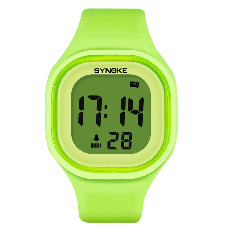 SYNOKE, мужские цифровые наручные часы, спортивный светодиодный Будильник, 50 м, водонепроницаемые, таймер, Женские электронные часы, Relogio Masculino - Цвет: Green