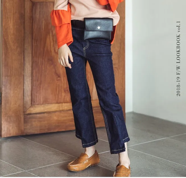 only jeans Осенняя Девичья одежда INS футболка с длинным рукавом джинсовые джинсы комплекты одежды для маленьких девочек Одежда для девочек-подростков - Цвет: only jeans