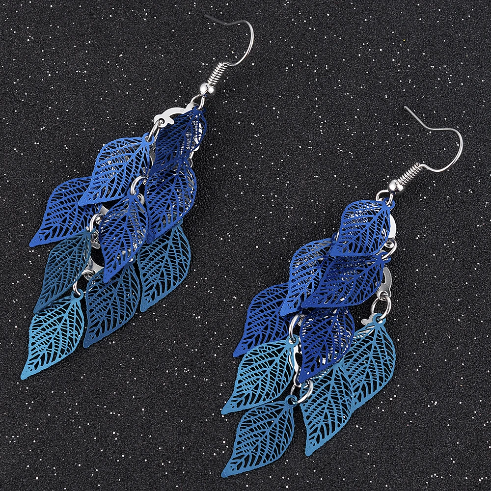 2022 New Women Girl Bohemian Leaves Pendant Dangle Drop Earrings Elegant Party Boho Earring Jewelry 5