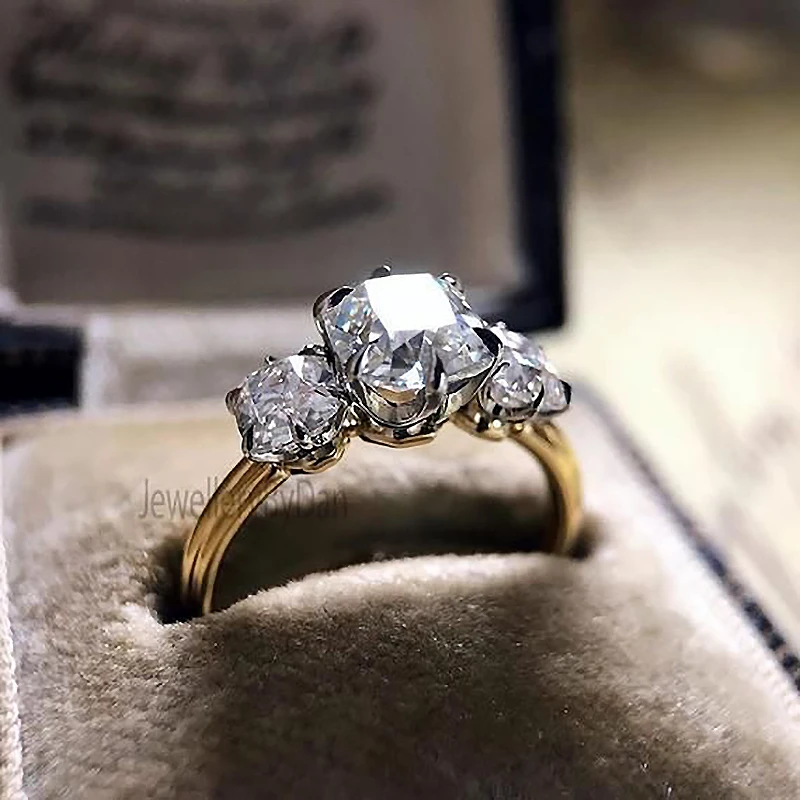 Imitation Gold-Plated Inlaid Zircon Ladies Engagement Ring Fashion and Elegant Two-Tone 2021 Trend | Украшения и аксессуары