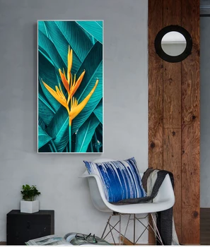 

Nordic Green Leaf Yellow Flower Canvas Painting Plants Wall Art Pictures For Living Room Home Decor Modern Posters And Prints
