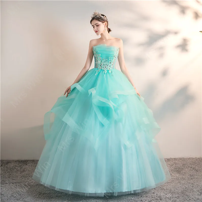 Ice Blue Quinceanera Dresses Party Prom Elegant Strapless Ball Gown 6 Colors Formal Homecoming Dress Customized party dress quinceanera dresses