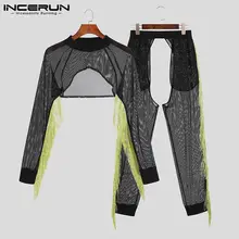 

Stylish New Men's See-though Sets Comfortable Homewear Sexy Casual Style Short Hot Sale Two-Piece Pants Sets S-5XL INCERUN 2021
