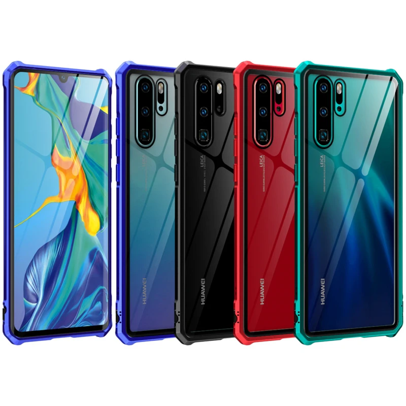 Shockproof Metal Case For Huawei P30 Pro Lite Phone Bumper Glass Back Cover P30Pro P30Lite P 30 On |