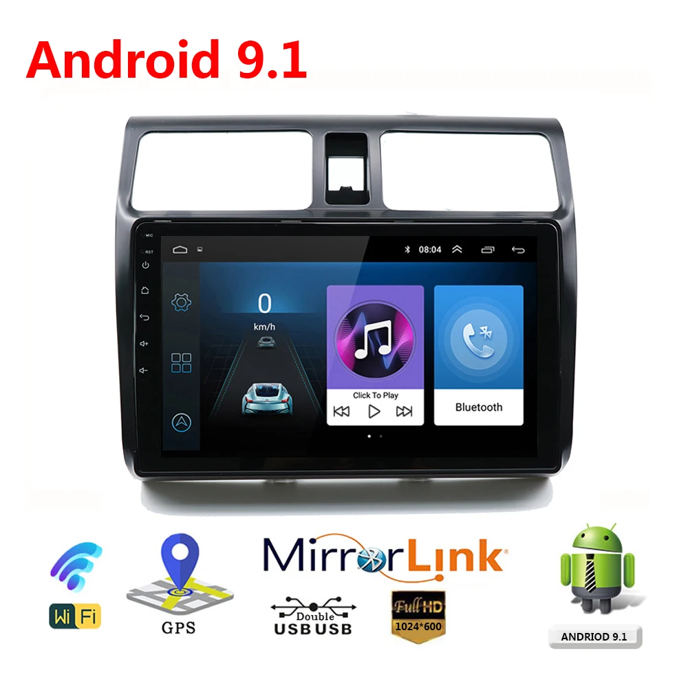 Автомагнитола 10 1 дюйма для Suzuki Swift 2005 2006 2007 2008 2009 2010 GPS-навигация Android 9 2 din