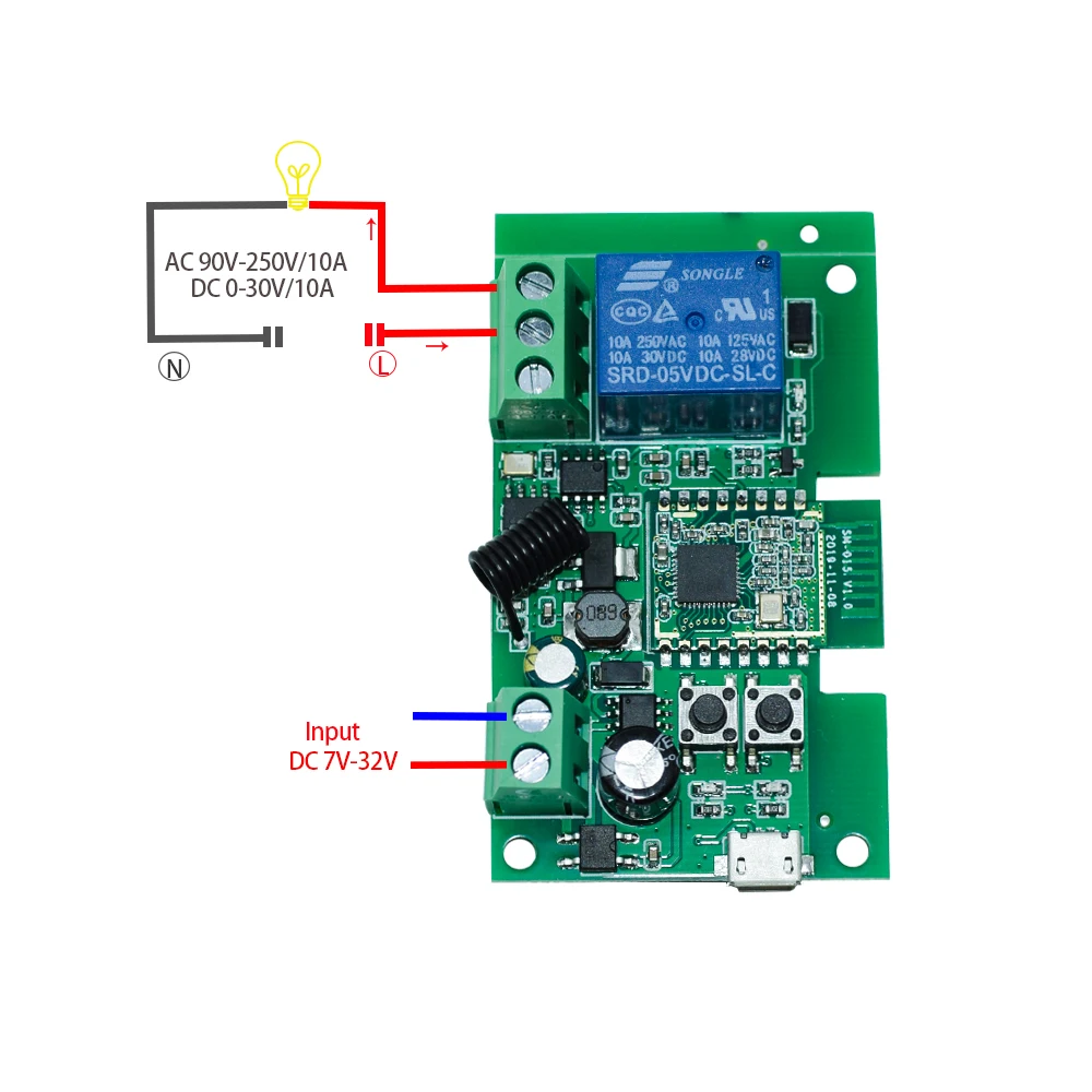 Zigbee 3.0 1ch 2ch Wifi Relay Module DC 12V 24V 7V-32V RF Smart Switch Work with Tuya Smart Life APP Self-locking Inching Mode