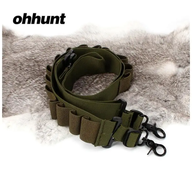 Ohhunt нейлон Регулируемый 12Ga 20Ga ремень для ружья 15 круглая ракушка держатель стрелковая амуниция две точки охотничий Пистолет Аксессуары - Цвет: Green
