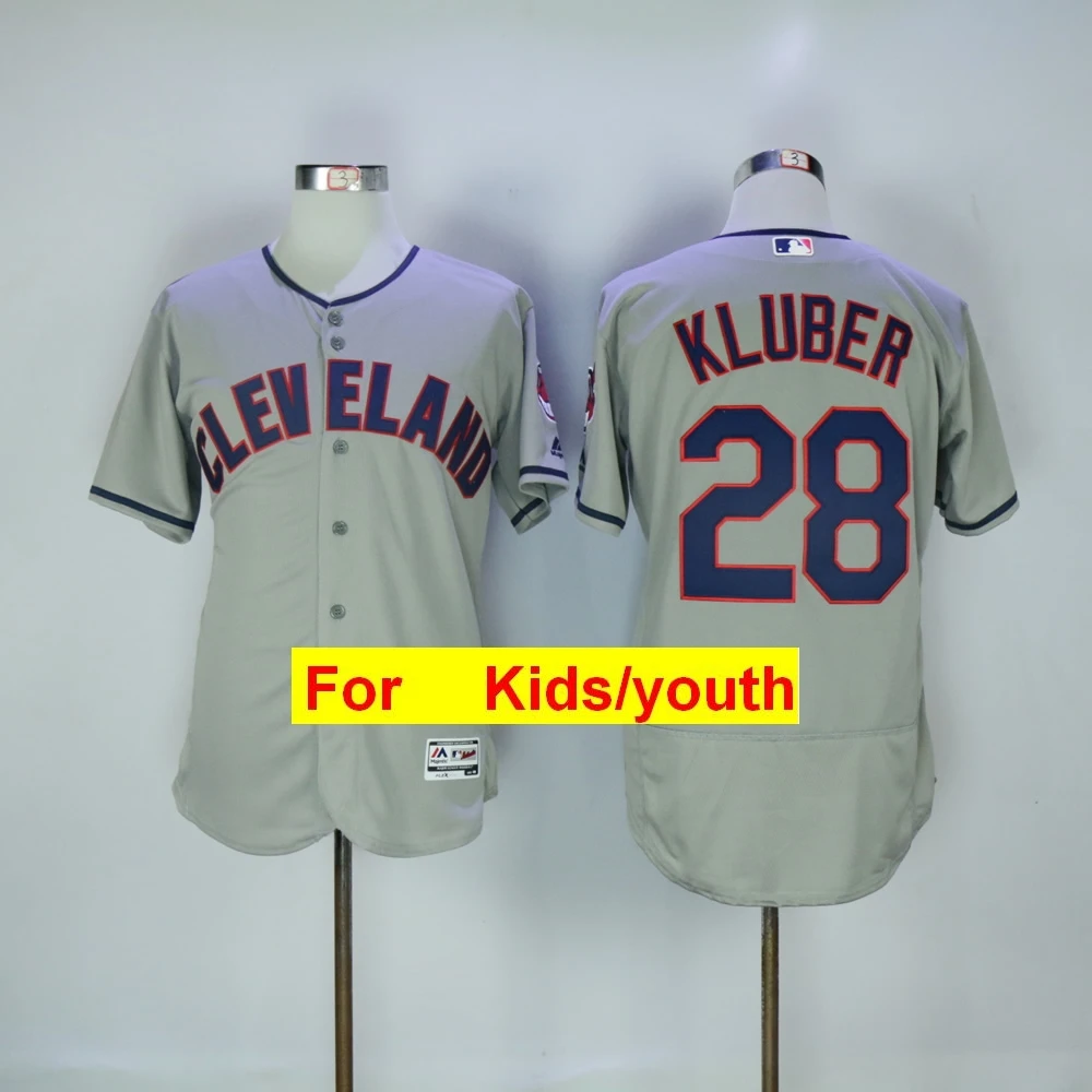 Молодежный Кливленд Франсиско Линдор Jim Thome Corey Kluber Jason Kipnis FLEX& Cool базовый плеер Джерси - Цвет: Серебристый
