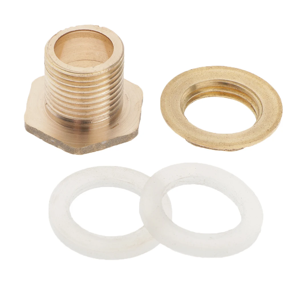 Brass Water Tank Connector Bulkhead Fitting with Rubber Ring Water Pipe Connector M1/2'' M3/4'' M1'' DN15 24mm