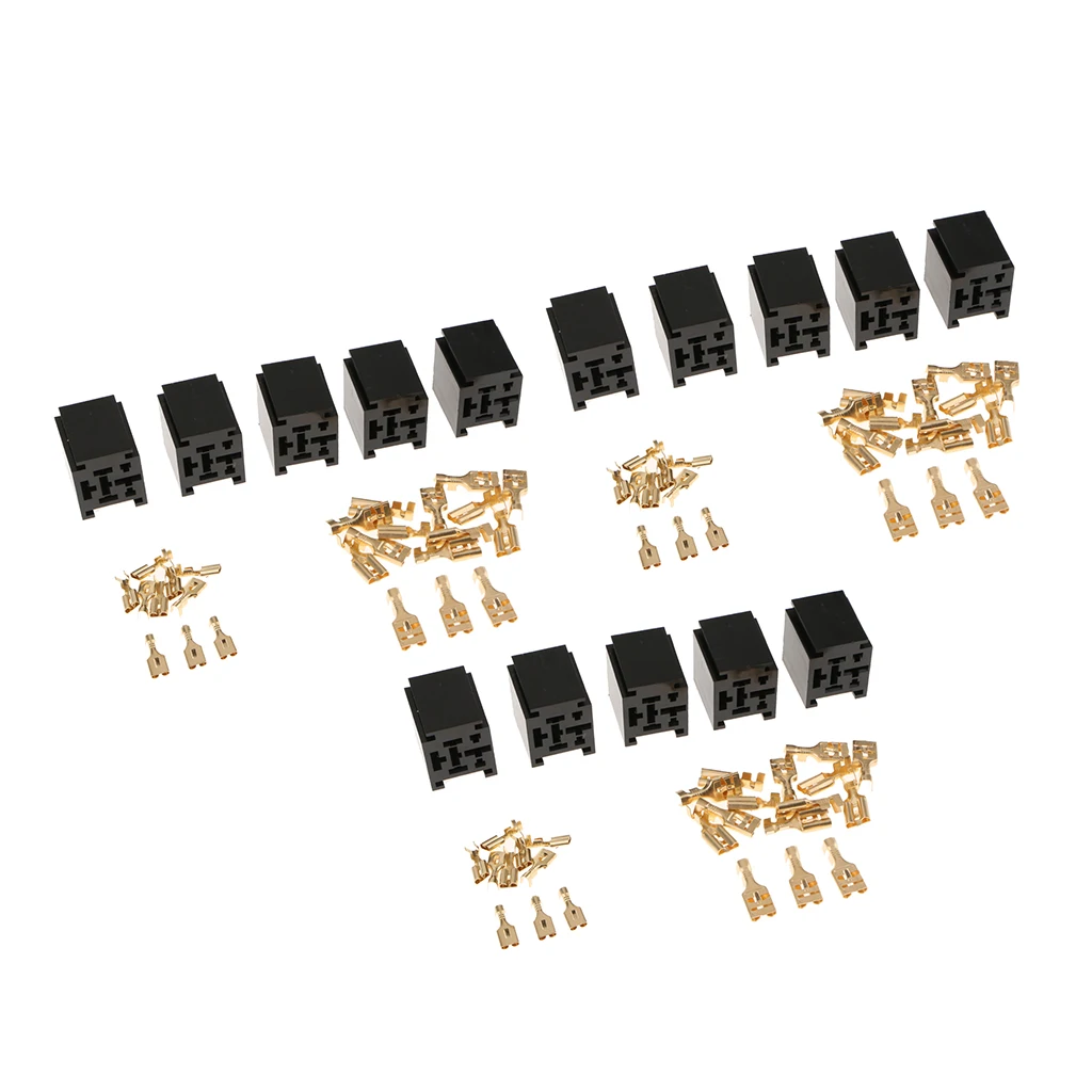 Релейный разъём 4 Pin Реле 6,3/9,5 мм плоских штыря и Разъемы 15 шт