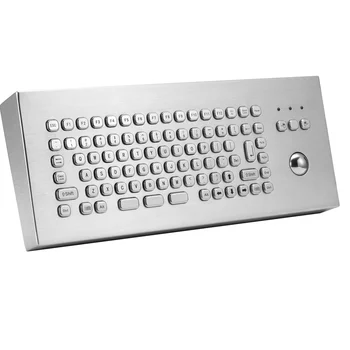 

Desktop Stainless Steel Keyboard with Trackball pointing device, FN Keys, 88 Improved ergonomic rounded edge key buttons