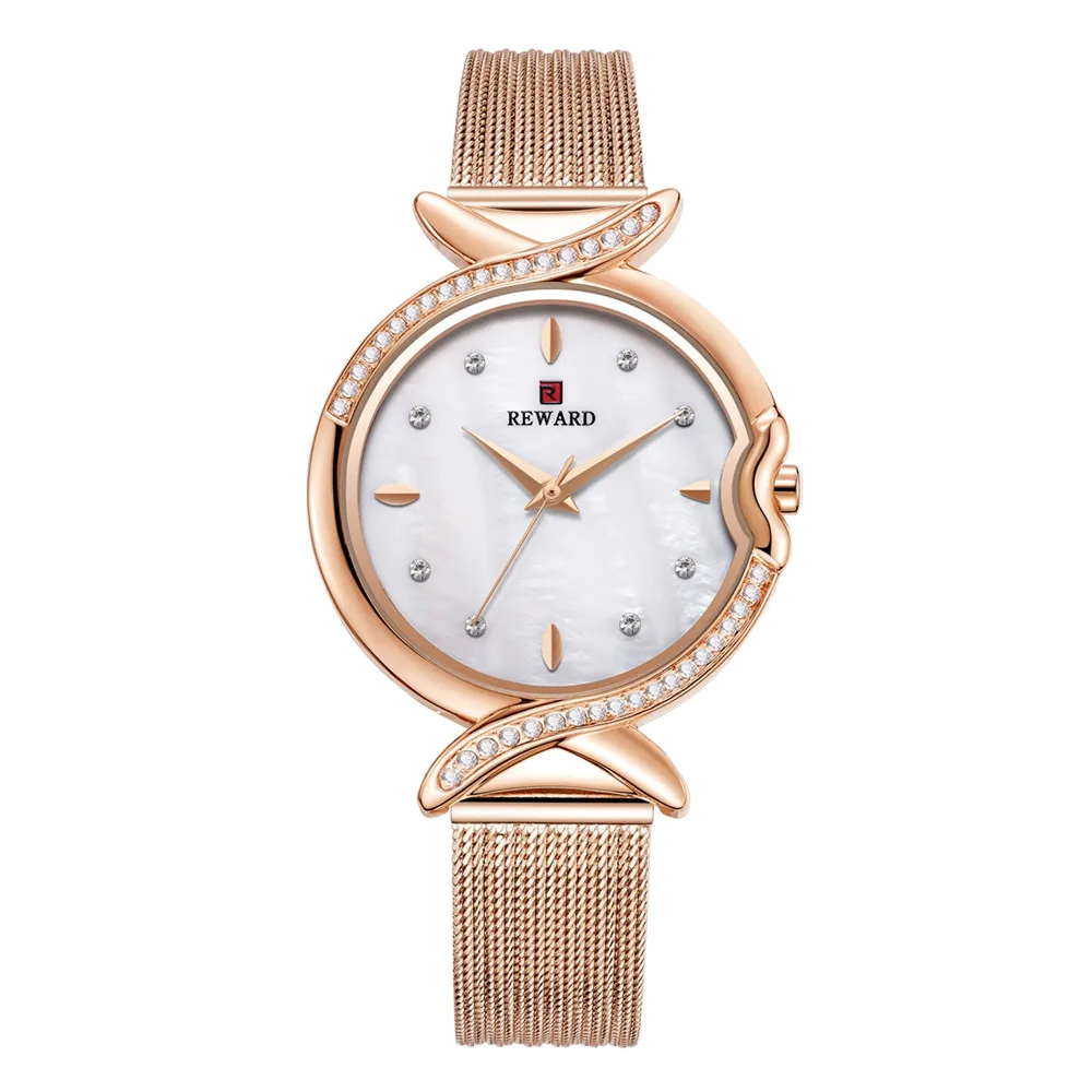 rose gold white Женское платье часы роскошные нержавеющая сталь Дамская мода часы маленькие простые женские водонепроницаемые часы Relogio Feminino часы - Цвет: rose gold white