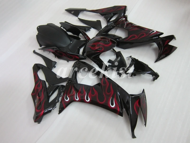 ABS мотоцикл обтекатели комплект подходит для kawasaki Ninja ZX-10R ZX10R 2008 2009 2010 10R 08 09 10 Кузов Набор красное пламя