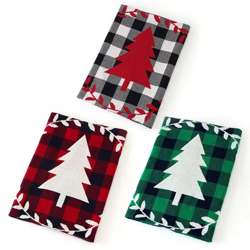 

Cotton Knitting Blanket Christmas Tree Plaid Toddler Baby Bedding Blanket Knitted Newborn Infant Stroller Swaddling Wrap Quilt