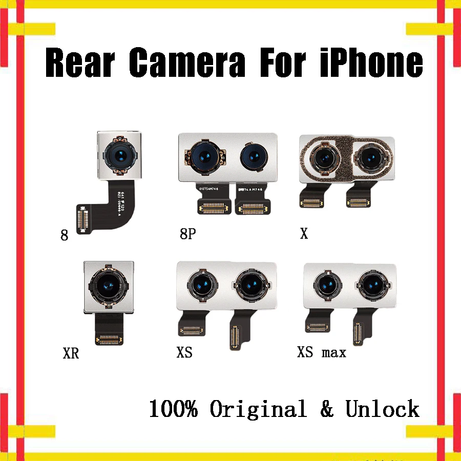 Оригинальная камера заднего вида для iPhone 8/8 Plus 8 P/X/XS/XR/XS Max протестирована хорошо Замена запчасти инструменты