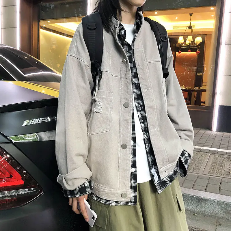 

2020 Autumn And Winter New Youth Popular Loose Men's Korean Wash Solid Color Jacket Fashion Casual Single-breasted Top M-2XL