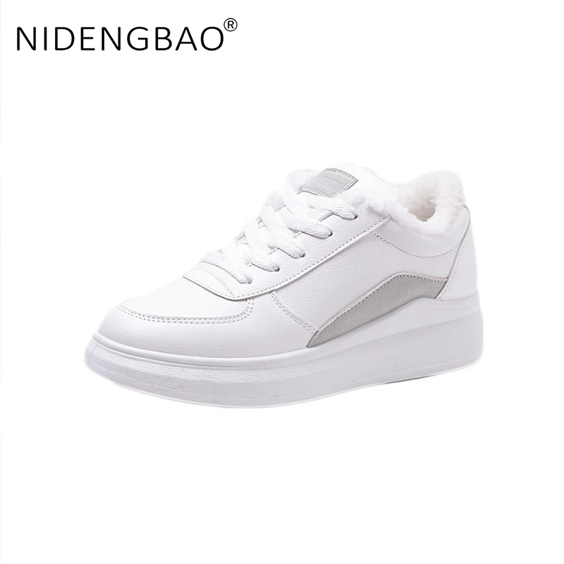 Women Shoes Winter Warm Platform Sneakers Female Pu Leather Waterproof Sport Running Shoes Warm Fur Sneakers