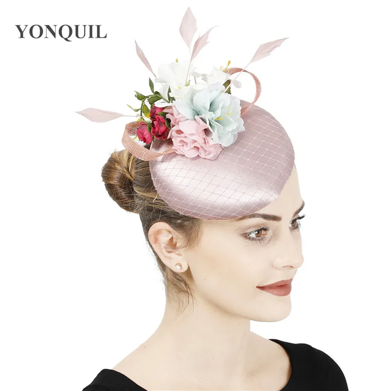 Satin Peach Fashion Bride Wedding Hat 