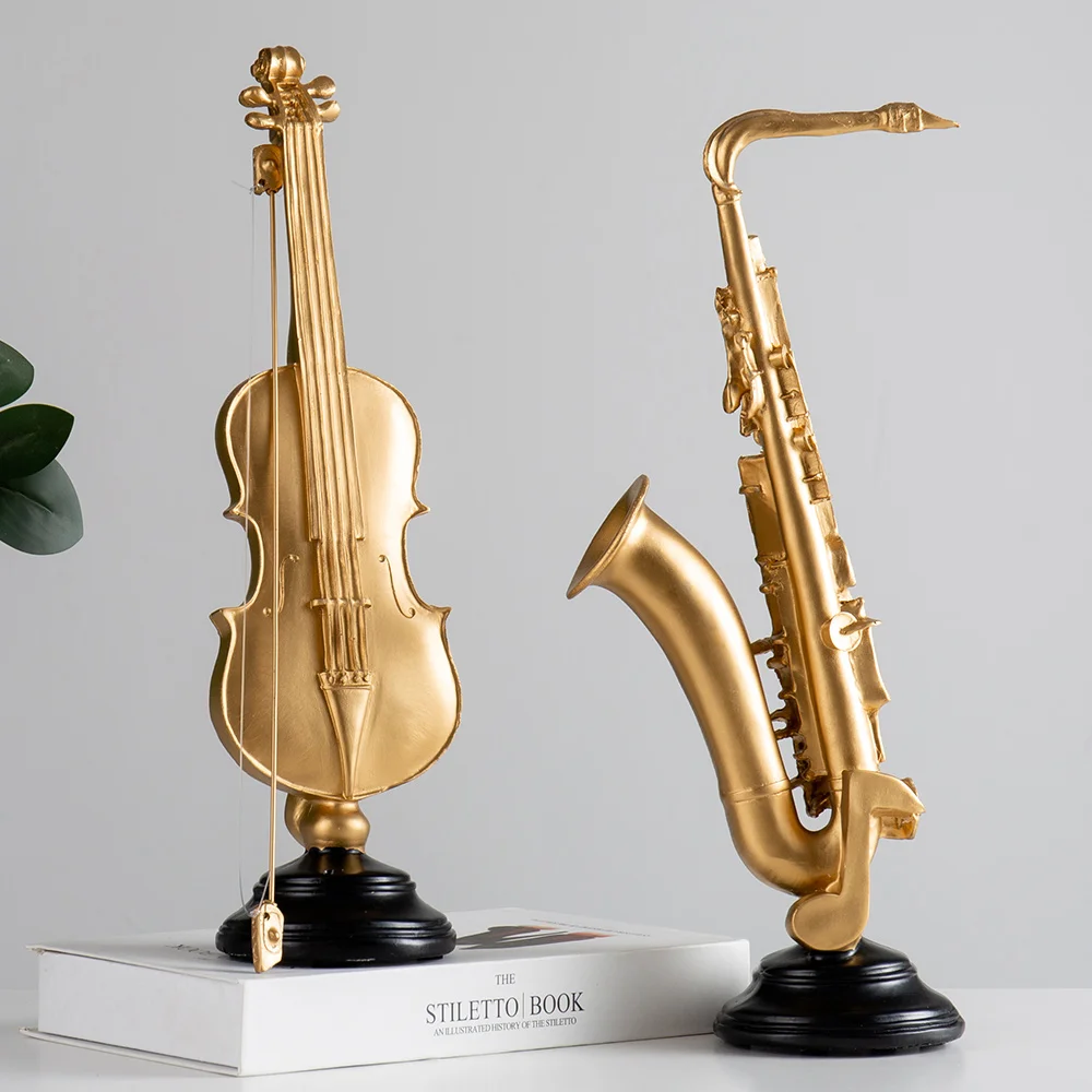 Modern Resin Violin Model Home Decoration Nordic Music Figurine Saxophone Statue Art Sculpture Office Desk Decorative Accessorie