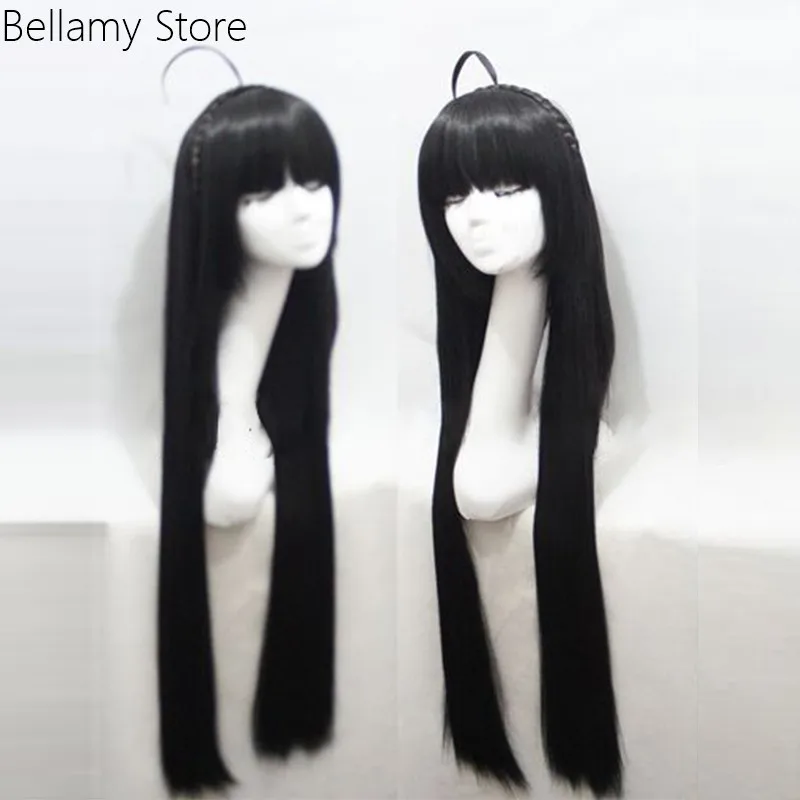 

Game ELSWORD Little Specter Cosplay Wigs Long Black Halloween Party Heat Resistant Synthetic Hairwear+Wig Cap
