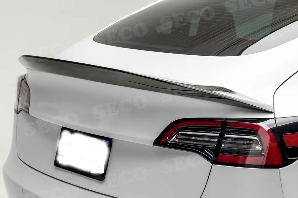 Сухой углеродного волокна задний багажник спойлер крылья для Tesla модель 3 спойлер- в стиль