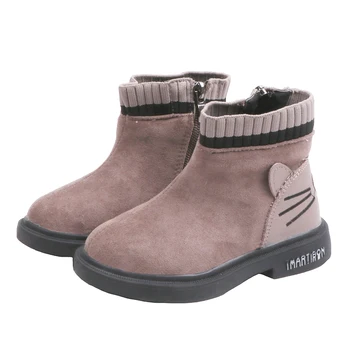 

Winter Shoes Girls New Cut Cat Heel Non-slip Bottom Suede Wool Boots Children Snow Boots Shoes Girls Leather Shoes