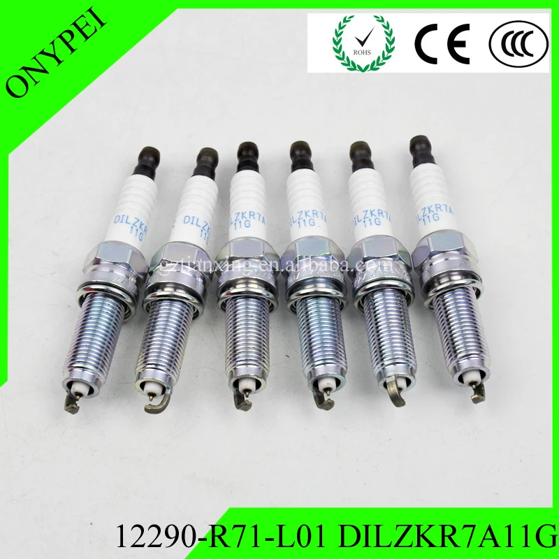6 pcs Dual Iridium Spark Plug 12290 R71 L01 DILZKR7A11G For Honda