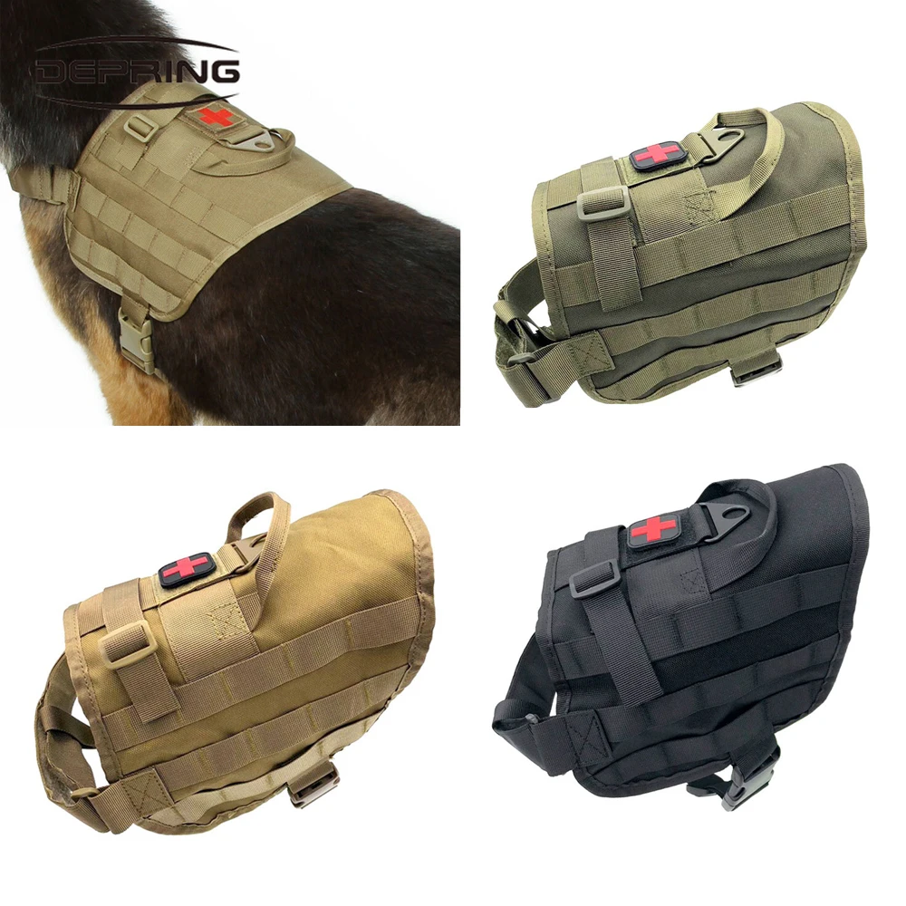 

Tactical Dog Vest Harness Heavy Duty Hunting Training Military Molle Police Dog K9 Harness for Mid Large Dogs Supplies Accessory