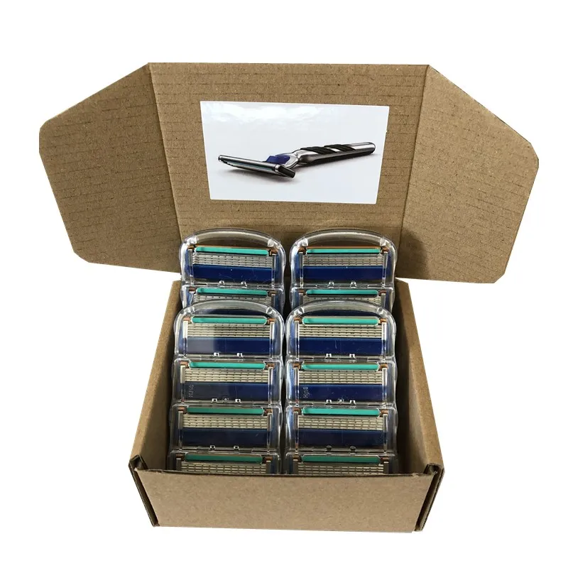 Custom Packaging 16PCS Gillette Fusion Men Razor Blades Replacement Blade 5 Layers Men Face Care Straight 3