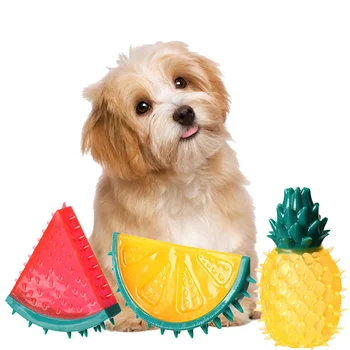 

Pet Bite-Resistant Molar Vocal Fruit Toy Plush Squeaky Toy Soft Cute Animals Chew Toy For Cleaning Grinding Teeth 2020 New