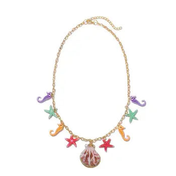 

BK Lovely Single Colorful Necklace Charm Cute Sea Horse Star Seashell Pendant Bib Collar Choker Summer Jewelry Girl Gift New