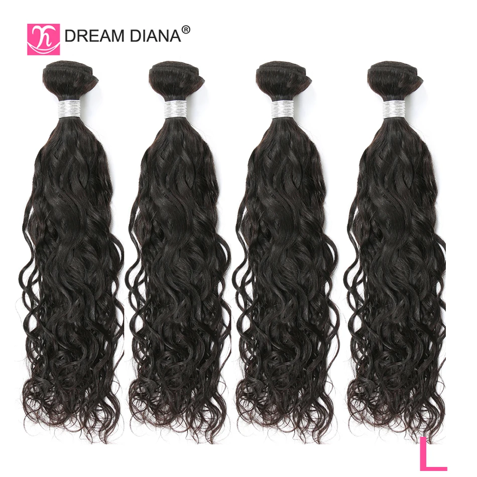 

DreamDiana Brazilian Natural Wave 4 Bundle Deals 8"-30" L Remy Hair Weaving Natural Black Color 100% Human Hair Extensions