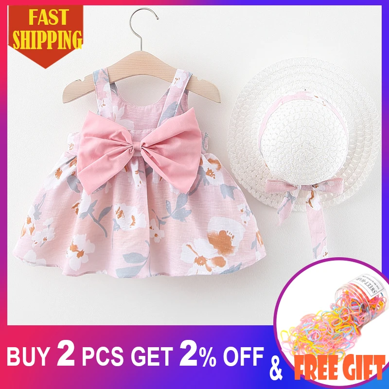 Vestido con gorro para bebé niña, novedad de verano 2020, lazo Floral, ropa  para recién nacido, diseño de algodón para bebé, vestidos para niña bebé| Vestidos| - AliExpress